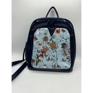 K. Eyre 4-in-1 Convertible Bag Crossbody Backpack Navy Floral GUC